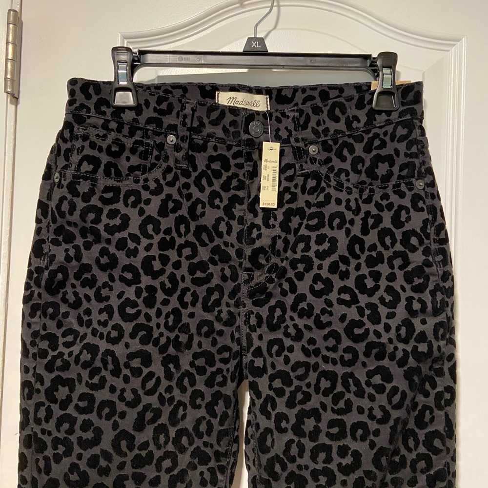 NWT Madewell Mid-Rise Skinny Jeans Flocked Leopard - Picture 9 of 10